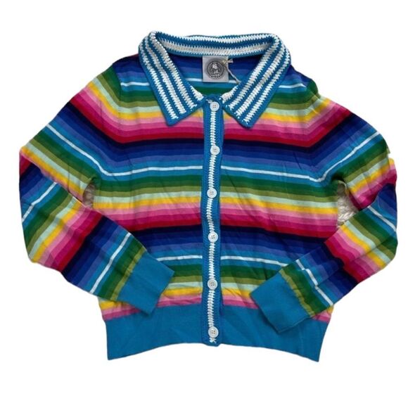 Happy Sheep Rainbow Cardigan w/ Crochet Collar - Picture 2 of 6